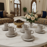 Hamid 12-Piece Ceramic Cup & Saucer Set – Light Gray with Gold Rim | 6 Cups & 6 Saucers - Al Kabayel Discount CentreHamid 12-Piece Ceramic Cup & Saucer Set – Light Gray with Gold Rim | 6 Cups & 6 SaucersTea SetsHAMIDAl Kabayel Discount Centre