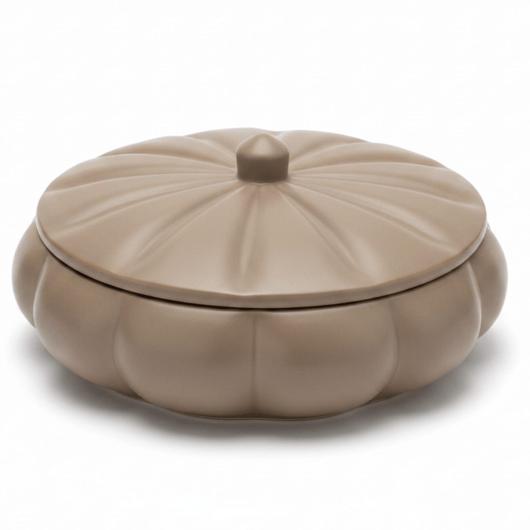 Hamid Ceramic Candy Box with Lid | Scalloped Petal Design | 10.25cm | Warm Brown - Al Kabayel Discount CentreHamid Ceramic Candy Box with Lid | Scalloped Petal Design | 10.25cm | Warm BrownJars & Food SaversHAMIDAl Kabayel Discount Centre