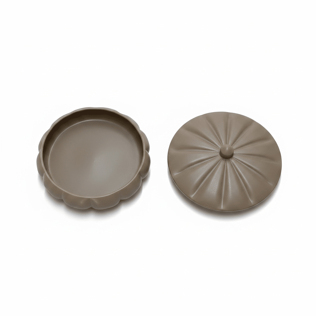 Hamid Ceramic Candy Box with Lid | Scalloped Petal Design | 10.25cm | Warm Brown - Al Kabayel Discount CentreHamid Ceramic Candy Box with Lid | Scalloped Petal Design | 10.25cm | Warm BrownJars & Food SaversHAMIDAl Kabayel Discount Centre