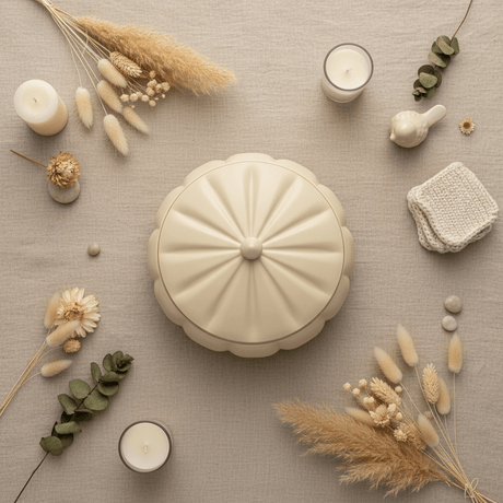 Hamid Cream Ceramic Candy Box with Lid | Scalloped Pumpkin Design | 10.25cm - Al Kabayel Discount CentreHamid Cream Ceramic Candy Box with Lid | Scalloped Pumpkin Design | 10.25cmJars & Food SaversHAMIDAl Kabayel Discount Centre