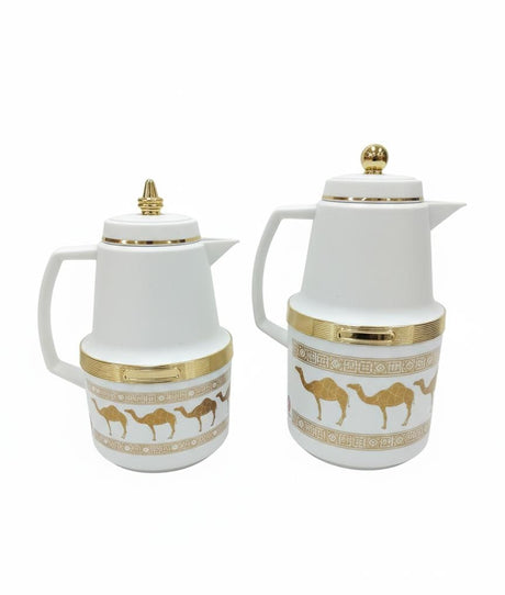 Hamid Double Set Vacuum Flask 0.7L & 1.0L – Elegant White with Gold and Camel Print Design for National Celebrations - Al Kabayel Discount CentreHamid Double Set Vacuum Flask 0.7L & 1.0L – Elegant White with Gold and Camel Print Design for National CelebrationsThermosHAMIDAl Kabayel Discount Centre