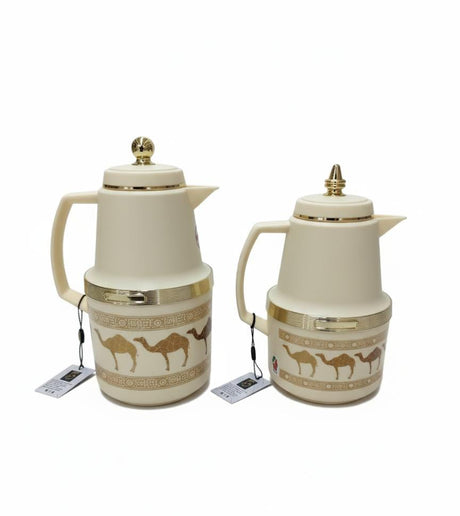 Hamid Double Set Vacuum Flask 0.7L & 1.0L – White and Cream Camel Print Edition for Traditional Arabic Style Serving - Al Kabayel Discount CentreHamid Double Set Vacuum Flask 0.7L & 1.0L – White and Cream Camel Print Edition for Traditional Arabic Style ServingThermosHAMIDAl Kabayel Discount Centre