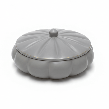 Hamid Grey Ceramic Candy Box with Lid | Scalloped Pumpkin Design | 10.25cm - Al Kabayel Discount CentreHamid Grey Ceramic Candy Box with Lid | Scalloped Pumpkin Design | 10.25cmJars & Food SaversHAMIDAl Kabayel Discount Centre