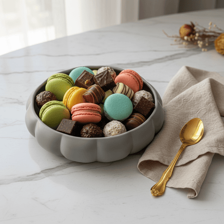 Hamid Grey Ceramic Candy Box with Lid | Scalloped Pumpkin Design | 10.25cm - Al Kabayel Discount CentreHamid Grey Ceramic Candy Box with Lid | Scalloped Pumpkin Design | 10.25cmJars & Food SaversHAMIDAl Kabayel Discount Centre