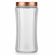 Hamid Ribbed Glass Canister with Rose Gold Metal Lid | 2 Litre | Airtight Storage Jar - Al Kabayel Discount CentreHamid Ribbed Glass Canister with Rose Gold Metal Lid | 2 Litre | Airtight Storage JarJars & Food SaversHAMIDAl Kabayel Discount Centre