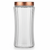 Hamid Ribbed Glass Canister with Rose Gold Metal Lid | 2 Litre | Airtight Storage Jar - Al Kabayel Discount CentreHamid Ribbed Glass Canister with Rose Gold Metal Lid | 2 Litre | Airtight Storage JarJars & Food SaversHAMIDAl Kabayel Discount Centre