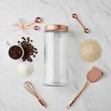 Hamid Ribbed Glass Canister with Rose Gold Metal Lid | 2 Litre | Airtight Storage Jar - Al Kabayel Discount CentreHamid Ribbed Glass Canister with Rose Gold Metal Lid | 2 Litre | Airtight Storage JarJars & Food SaversHAMIDAl Kabayel Discount Centre