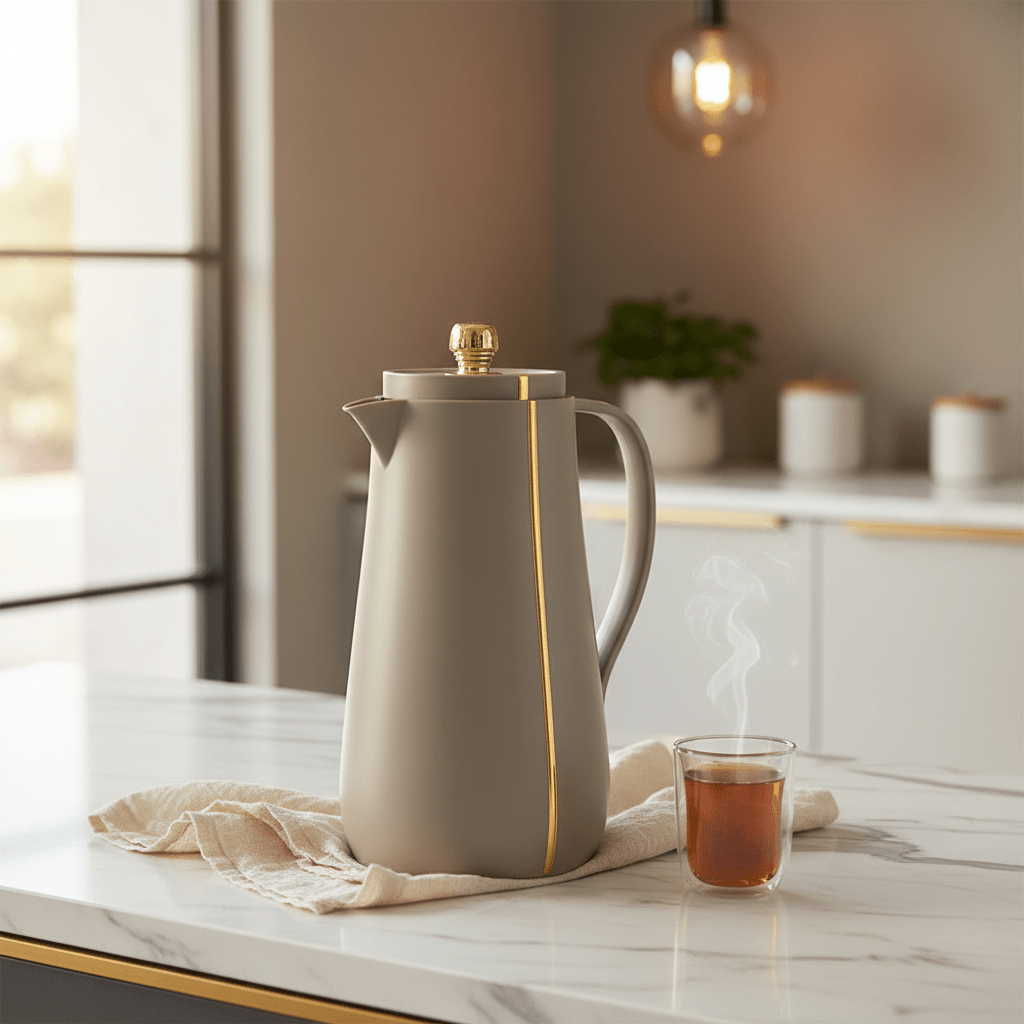 Hamid Warm Taupe with Gold Accent Vacuum Flask -1 Litre - Al Kabayel Discount CentreHamid Warm Taupe with Gold Accent Vacuum Flask -1 LitreThermosHAMIDAl Kabayel Discount Centre