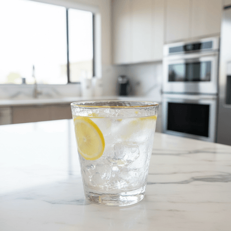 Hammered Clear Glass Tumbler with Gold Rim – 250ml - Al Kabayel Discount CentreHammered Clear Glass Tumbler with Gold Rim – 250mlTumblersAKDCAl Kabayel Discount Centre