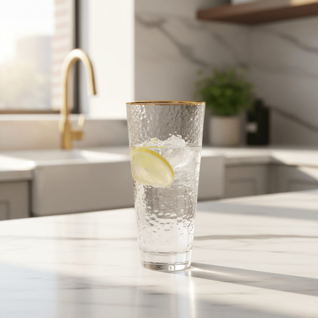 Hammered Glass Tumbler with Gold Rim | 350ml | Crystal Clear Drinkware - Al Kabayel Discount CentreHammered Glass Tumbler with Gold Rim | 350ml | Crystal Clear DrinkwareTumblersAKDCAl Kabayel Discount Centre