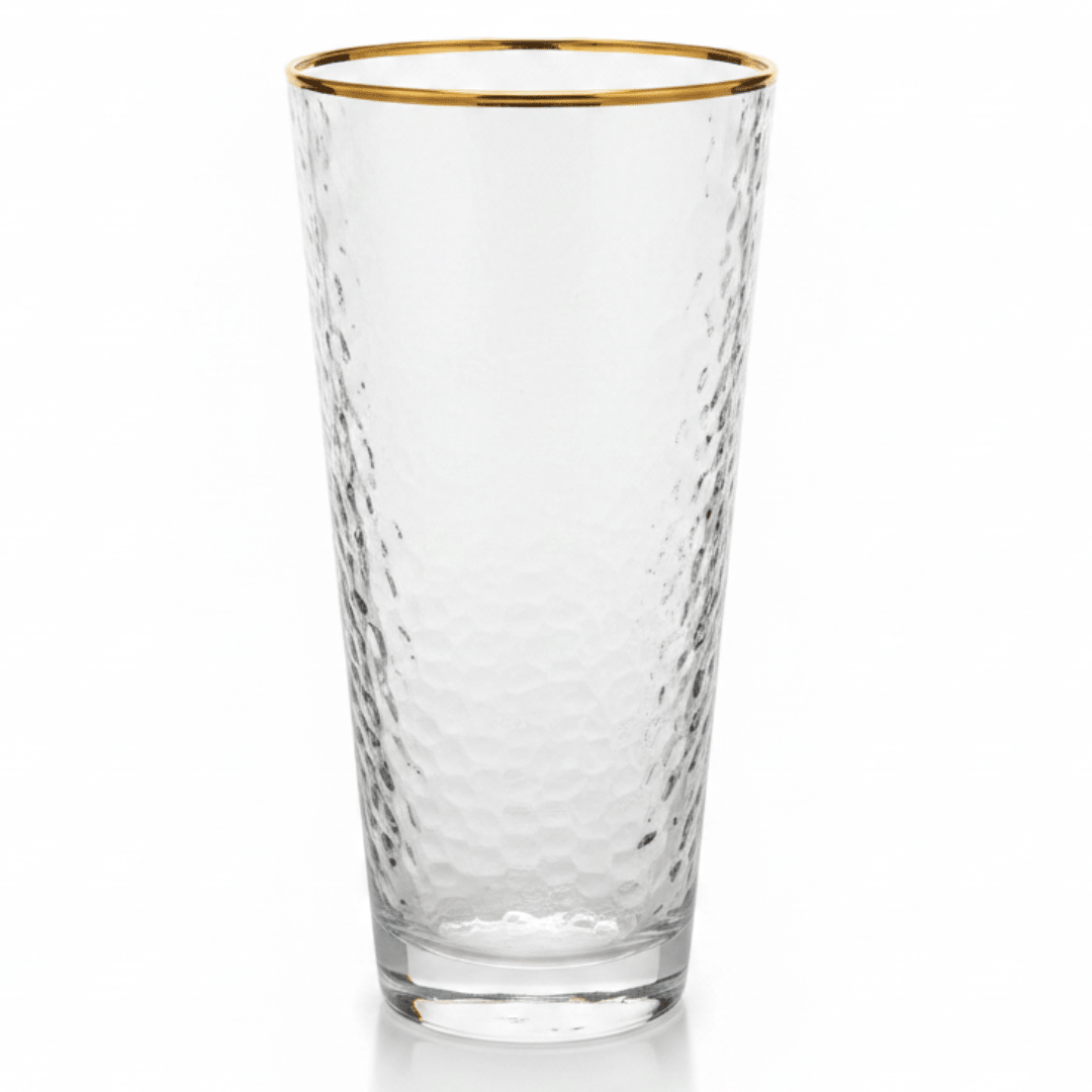 Hammered Glass Tumbler with Gold Rim | 350ml | Crystal Clear Drinkware - Al Kabayel Discount CentreHammered Glass Tumbler with Gold Rim | 350ml | Crystal Clear DrinkwareTumblersAKDCAl Kabayel Discount Centre