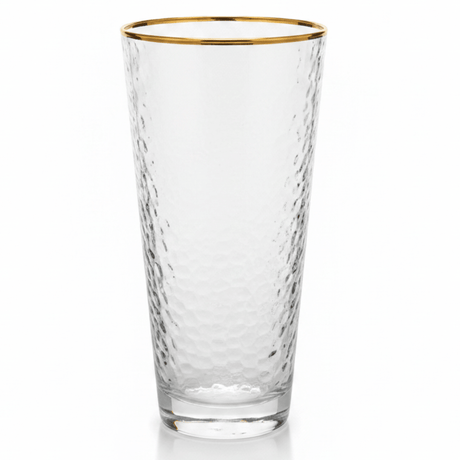 Hammered Glass Tumbler with Gold Rim | 350ml | Crystal Clear Drinkware - Al Kabayel Discount CentreHammered Glass Tumbler with Gold Rim | 350ml | Crystal Clear DrinkwareTumblersAKDCAl Kabayel Discount Centre