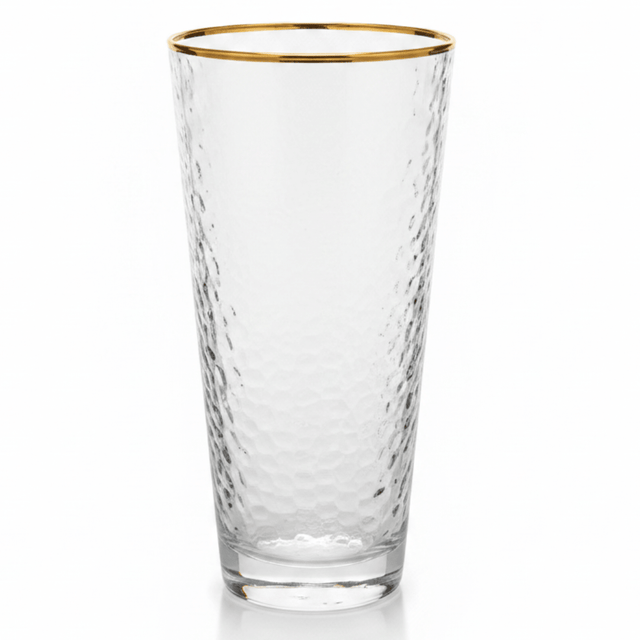 Hammered Glass Tumbler with Gold Rim | 350ml | Crystal Clear Drinkware - Al Kabayel Discount CentreHammered Glass Tumbler with Gold Rim | 350ml | Crystal Clear DrinkwareTumblersAKDCAl Kabayel Discount Centre