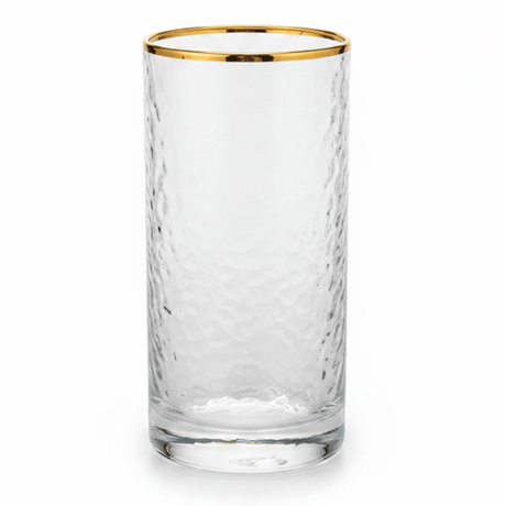 Hammered Glass Tumbler with Gold Rim | 350ml - Al Kabayel Discount CentreHammered Glass Tumbler with Gold Rim | 350mlTumblersAKDCAl Kabayel Discount Centre