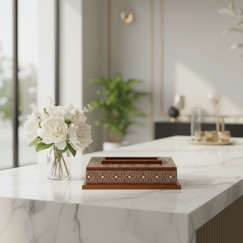 Handcrafted Arabic Geometric Wooden Tissue Box | Brown | 23×12cm - Al Kabayel Discount CentreHandcrafted Arabic Geometric Wooden Tissue Box | Brown | 23×12cmNapkin Holders & Tissue BoxAKDCAl Kabayel Discount Centre
