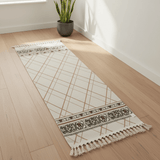 Handcrafted Diamond Lattice Runner Carpet | 50% Cotton 50% Polyester | Fringe Border Rug | 60 x 180 cm | Cream Beige | Majlis, Hallway & Bedroom Décor - Al Kabayel Discount CentreHandcrafted Diamond Lattice Runner Carpet | 50% Cotton 50% Polyester | Fringe Border Rug | 60 x 180 cm | Cream Beige | Majlis, Hallway & Bedroom DécorDoormatsAKDCAl Kabayel Discount Centre