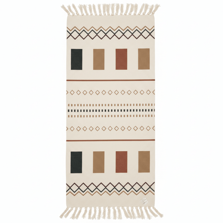 Handwoven Moroccan-Style Geometric Runner Carpet | 50% Cotton 50% Polyester | Cream with Fringe Tassels | 60 x 150 cm - Al Kabayel Discount CentreHandwoven Moroccan-Style Geometric Runner Carpet | 50% Cotton 50% Polyester | Cream with Fringe Tassels | 60 x 150 cmDoormatsAKDCAl Kabayel Discount Centre