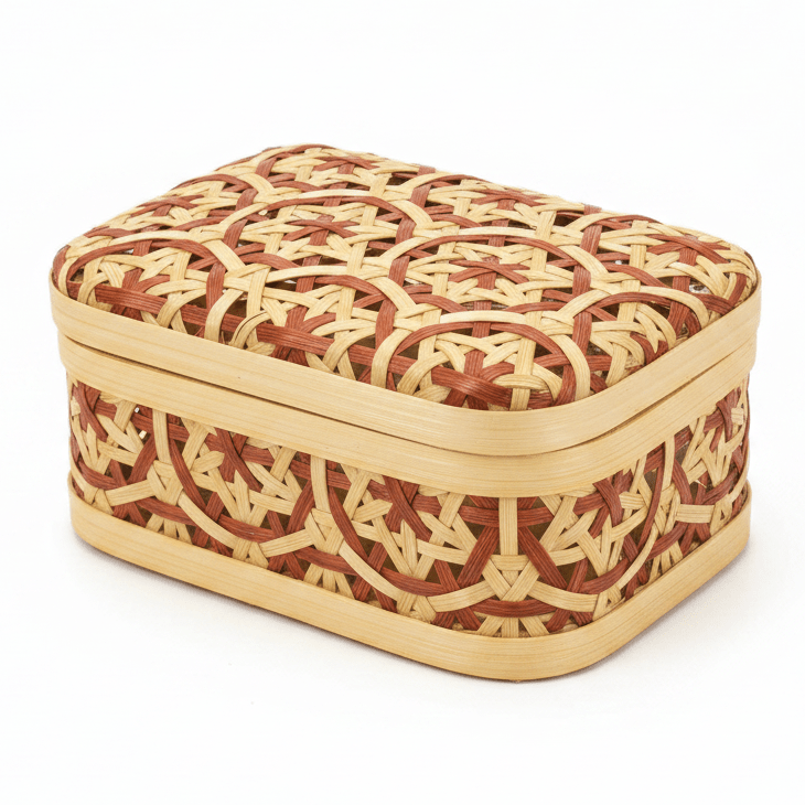 Handwoven Rectangle Bamboo Rattan Storage Box with Geometric Pattern | Decorative Organizer Box | 17×12×8 cm | - Al Kabayel Discount CentreHandwoven Rectangle Bamboo Rattan Storage Box with Geometric Pattern | Decorative Organizer Box | 17×12×8 cm |RattansAKDCAl Kabayel Discount Centre