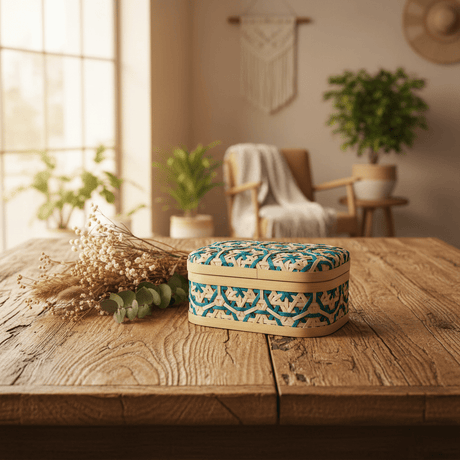 Handwoven Rectangle Bamboo Rattan Storage Box with Geometric Pattern | Decorative Organizer Box | 17×12×8 cm | - Al Kabayel Discount CentreHandwoven Rectangle Bamboo Rattan Storage Box with Geometric Pattern | Decorative Organizer Box | 17×12×8 cm |RattansAKDCAl Kabayel Discount Centre