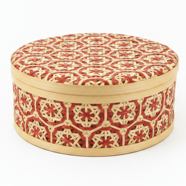 Handwoven Round Bamboo Rattan Storage Box with Lid | Geometric Patterned Decorative Basket | 25cm | - Al Kabayel Discount CentreHandwoven Round Bamboo Rattan Storage Box with Lid | Geometric Patterned Decorative Basket | 25cm |RattansAKDCAl Kabayel Discount Centre