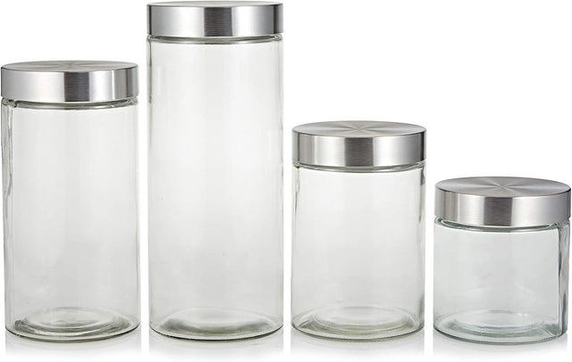 Harmony 4-Piece Glass Canister Set with Stainless Steel Lids - Al Kabayel Discount CentreHarmony 4-Piece Glass Canister Set with Stainless Steel LidsJars & Food SaversHARMONYAl Kabayel Discount Centre