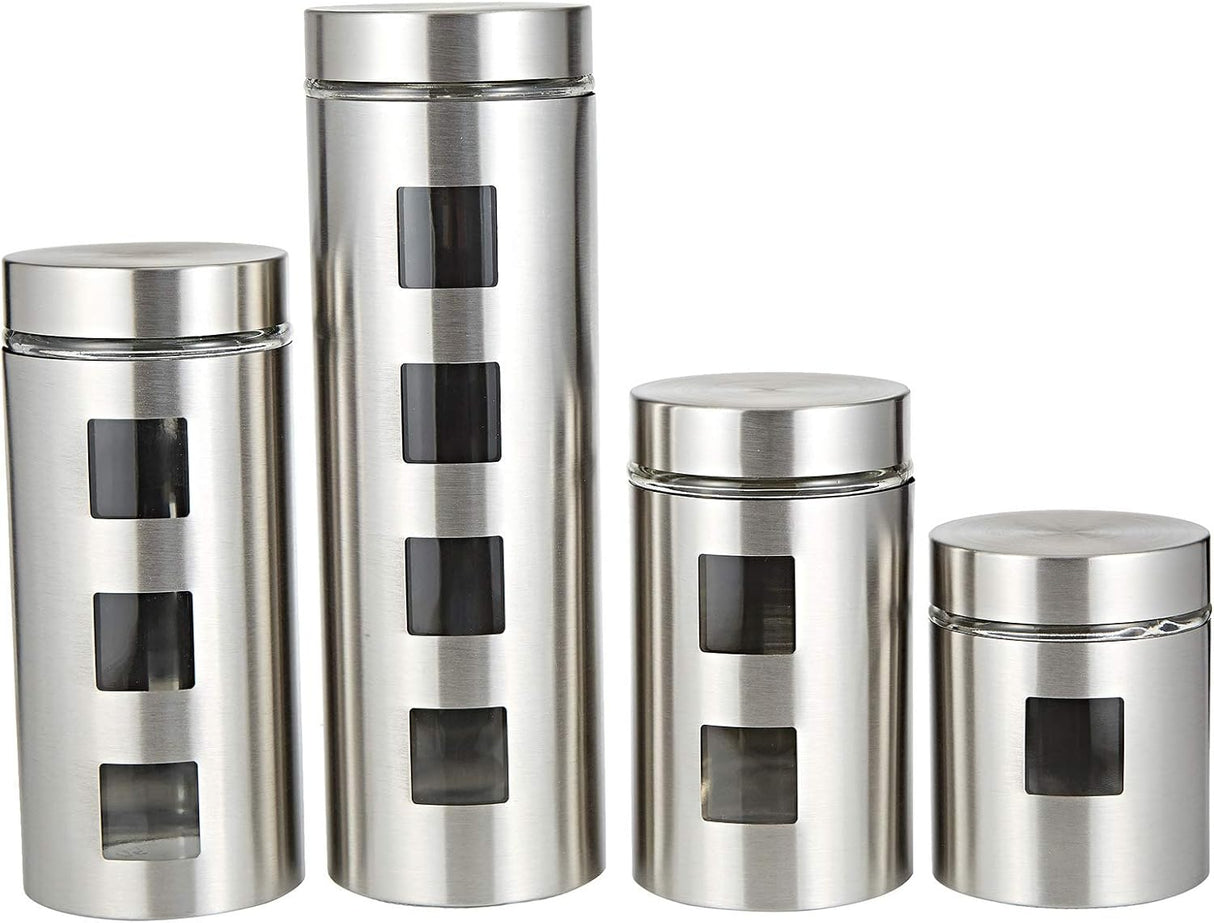 Harmony Canister With Coat 4 Pieces Set, Glass/Stainless Steel - Al Kabayel Discount CentreHarmony Canister With Coat 4 Pieces Set, Glass/Stainless SteelJars & Food SaversHARMONYAl Kabayel Discount Centre