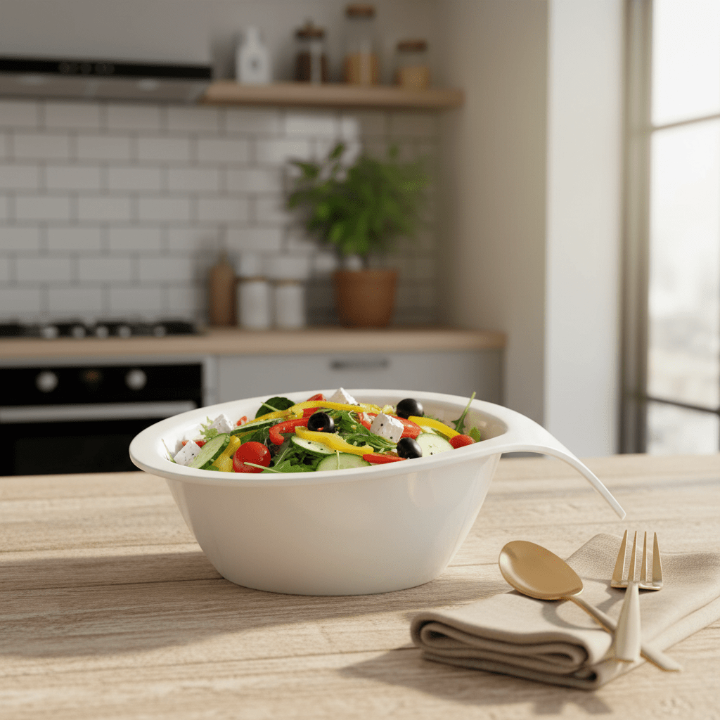 Harmony Elegant White Melamine Serving Bowl with Handle 21 × 18 cm Stylish Durable Bowl for Serving Curry Snacks and Salads - Al Kabayel Discount CentreHarmony Elegant White Melamine Serving Bowl with Handle 21 × 18 cm Stylish Durable Bowl for Serving Curry Snacks and SaladsBowlsHARMONYAl Kabayel Discount Centre