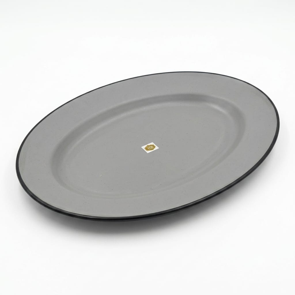Harmony Melamine Oval Plate 40×29 cm – Gray with Black Rim - Al Kabayel Discount CentreHarmony Melamine Oval Plate 40×29 cm – Gray with Black RimPlatesHARMONYAl Kabayel Discount Centre
