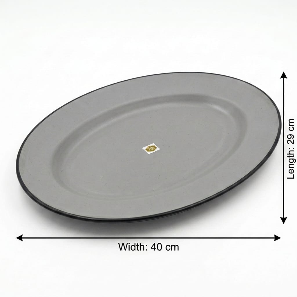 Harmony Melamine Oval Plate 40×29 cm – Gray with Black Rim - Al Kabayel Discount CentreHarmony Melamine Oval Plate 40×29 cm – Gray with Black RimPlatesHARMONYAl Kabayel Discount Centre
