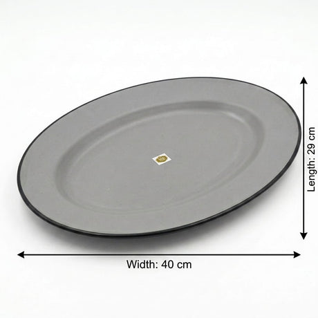 Harmony Melamine Oval Plate 40×29 cm – Gray with Black Rim - Al Kabayel Discount CentreHarmony Melamine Oval Plate 40×29 cm – Gray with Black RimPlatesHARMONYAl Kabayel Discount Centre