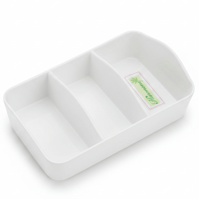 Harmony Premium White 3 - Section Melamine Tea Bag Organizer Tray 13×10 cm Kitchen Storage - Al Kabayel Discount CentreHarmony Premium White 3 - Section Melamine Tea Bag Organizer Tray 13×10 cm Kitchen StorageServing TraysHARMONYAl Kabayel Discount Centre