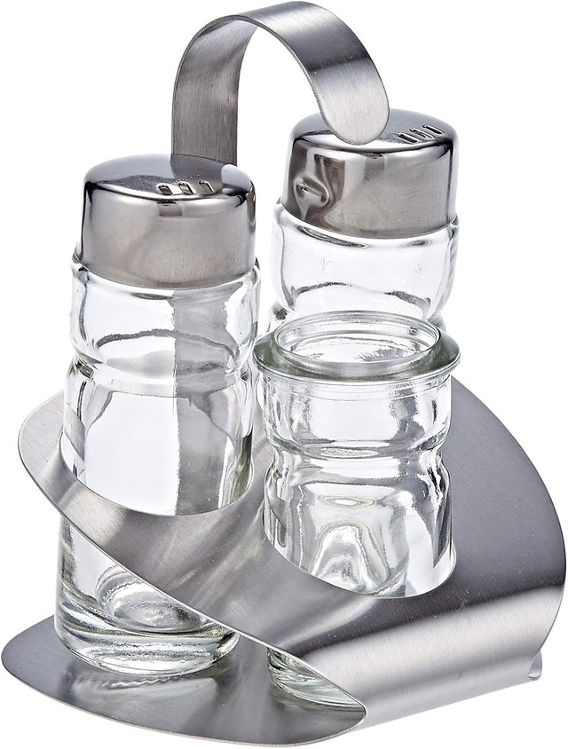 Harmony Salt, Pepper & Toothpick Holder Set with Metal Stand – 3-Piece, Clear - Al Kabayel Discount CentreHarmony Salt, Pepper & Toothpick Holder Set with Metal Stand – 3-Piece, ClearKitchen Utensils & GadgetsHARMONYAl Kabayel Discount Centre