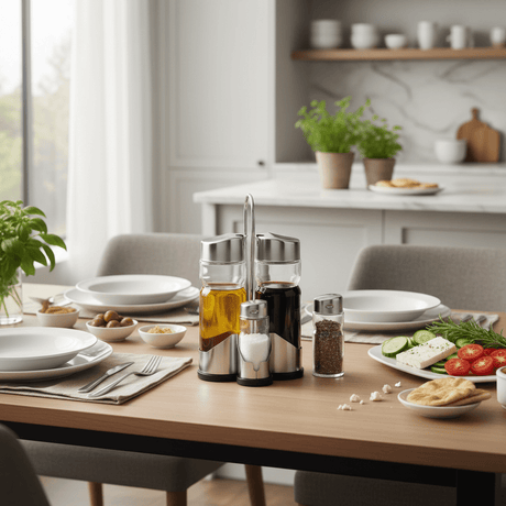 Harmony Salt Shaker With Oil And Vinegar Bottle Set – 5 Pieces – Silver - Al Kabayel Discount CentreHarmony Salt Shaker With Oil And Vinegar Bottle Set – 5 Pieces – SilverKitchen Utensils & GadgetsHARMONYAl Kabayel Discount Centre