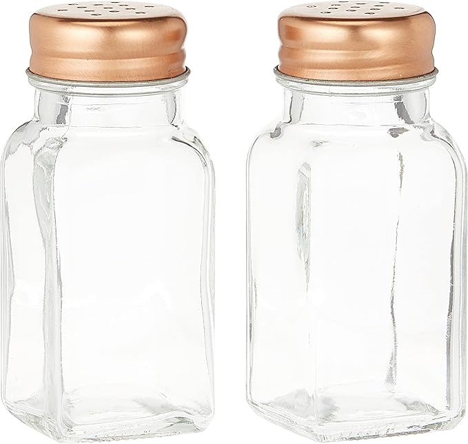 Harmony Table Top 2-Piece Spice Shaker Set - 90ml - Rose Gold & Clear Glass
