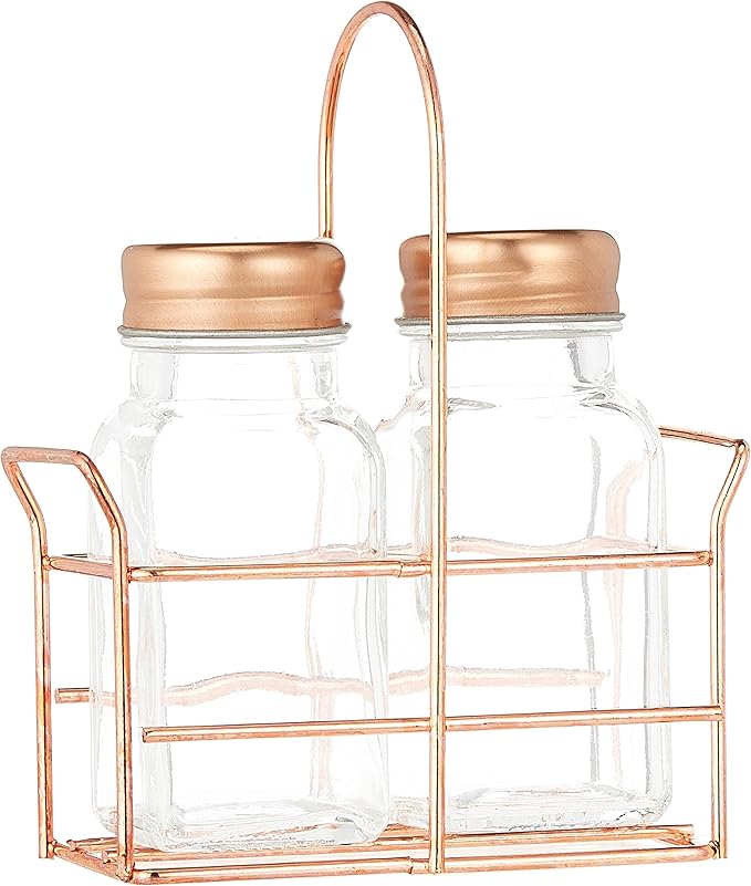 Harmony Table Top 2-Piece Spice Shaker Set - 90ml - Rose Gold & Clear Glass