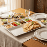 Harmony White Rectangular Melamine 5 Portion Serving Plate 43 × 30 cm Large Serving Tray Ideal for Buffet Catering and Family Meals - Al Kabayel Discount CentreHarmony White Rectangular Melamine 5 Portion Serving Plate 43 × 30 cm Large Serving Tray Ideal for Buffet Catering and Family MealsPlatesHARMONYAl Kabayel Discount Centre