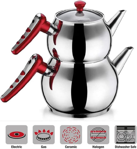HASCEVHER Apple Mini Size Stainless Steel Tea Pot Set, 1.1 Liter and 1.2 Liter - Al Kabayel Discount CentreHASCEVHER Apple Mini Size Stainless Steel Tea Pot Set, 1.1 Liter and 1.2 LiterTea/Coffee PotsHASCEVHERAl Kabayel Discount Centre