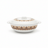 Henlee Melamine Serving Bowl With Lid - White with Gold & Brown - 22cmX6cm - Al Kabayel Discount CentreHenlee Melamine Serving Bowl With Lid - White with Gold & Brown - 22cmX6cmBowlsHENLEEAl Kabayel Discount Centre