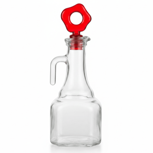 Herevin Glass Oil Bottle with Red Flower Stopper — 275ml - Al Kabayel Discount CentreHerevin Glass Oil Bottle with Red Flower Stopper — 275mlKitchen Utensils & GadgetsHEREVINAl Kabayel Discount Centre