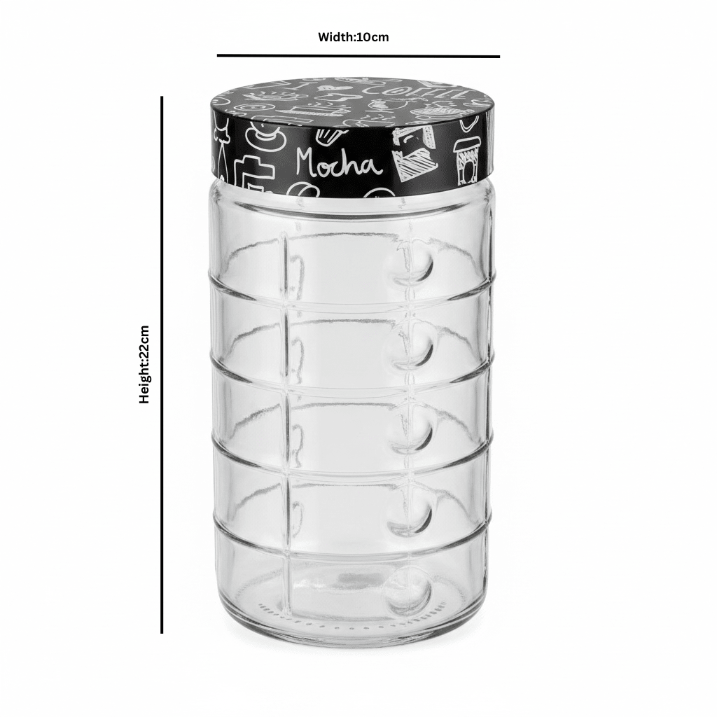 Herevin Glass Storage Jar with Black Lid - 18×10cm / 22×10cm - Al Kabayel Discount CentreHerevin Glass Storage Jar with Black Lid - 18×10cm / 22×10cmJars & Food SaversHEREVINAl Kabayel Discount Centre