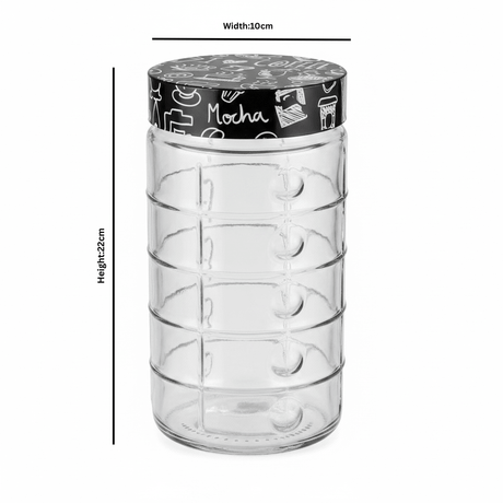 Herevin Glass Storage Jar with Black Lid - 18×10cm / 22×10cm - Al Kabayel Discount CentreHerevin Glass Storage Jar with Black Lid - 18×10cm / 22×10cmJars & Food SaversHEREVINAl Kabayel Discount Centre