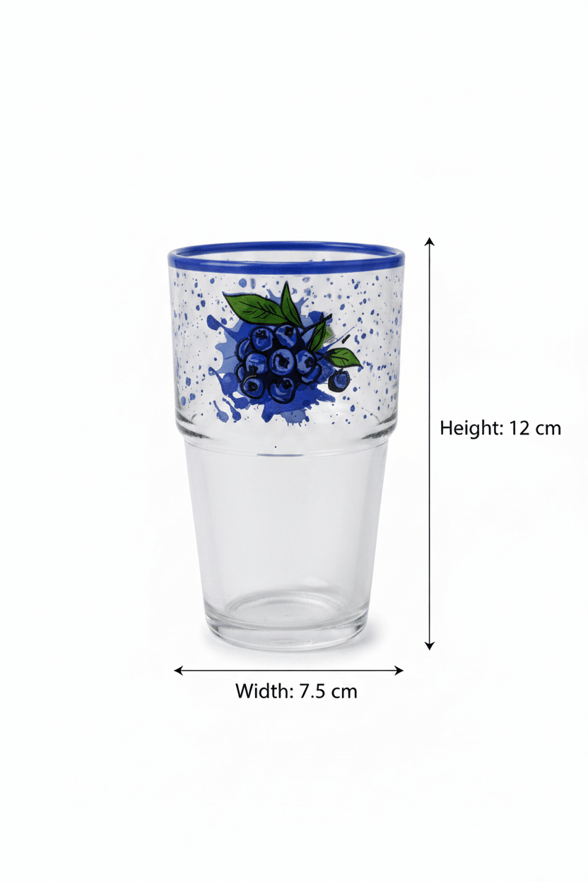 Hervin Glass Tumbler 350cc – Blueberry Print | 12×7.5cm - Al Kabayel Discount CentreHervin Glass Tumbler 350cc – Blueberry Print | 12×7.5cmTumblersHERVINAl Kabayel Discount Centre