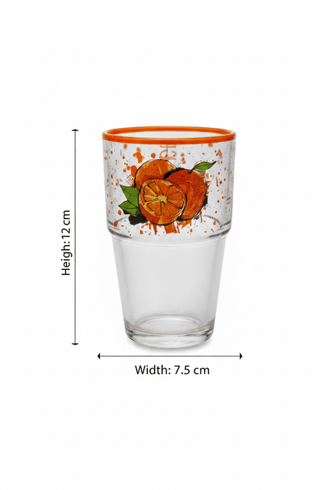 Hervin Glass Tumbler 350cc – Orange Print | 12×7.5cm - Al Kabayel Discount CentreHervin Glass Tumbler 350cc – Orange Print | 12×7.5cmTumblersHERVINAl Kabayel Discount Centre