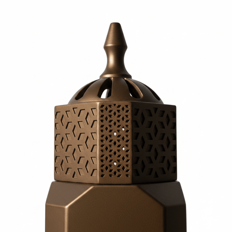 Hexagonal Arabic Incense Burner — Brown Ceramic | 14cm - Al Kabayel Discount CentreHexagonal Arabic Incense Burner — Brown Ceramic | 14cmIncense BurnerAKDCAl Kabayel Discount Centre