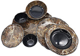 Hi - Luxe 29pcs Round Melamine Dinnerware Set, Black/Brown Stone Wave Edge Design - Al Kabayel Discount CentreHi - Luxe 29pcs Round Melamine Dinnerware Set, Black/Brown Stone Wave Edge DesignDinnerware SetsHI - LUXEAl Kabayel Discount Centre