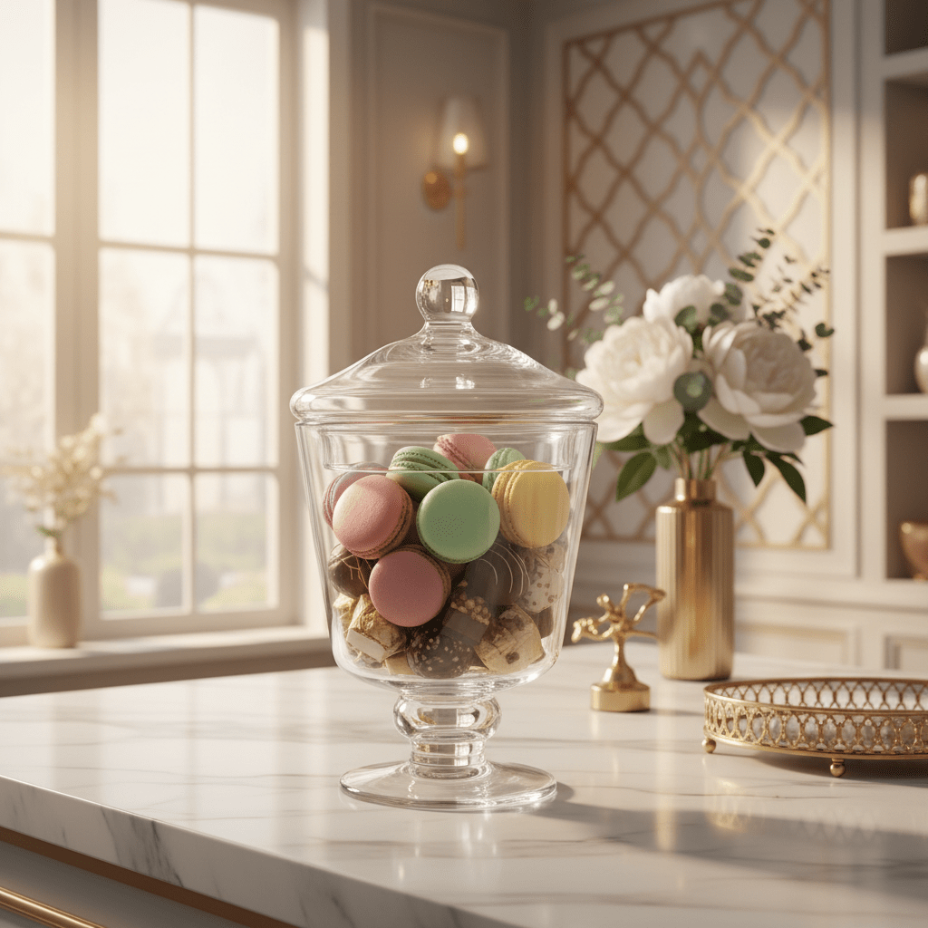 HM Glass Candy Jar with Lid – Classic Transparent Storage Container for Sweets & Snacks – 18x12 cm - Al Kabayel Discount CentreHM Glass Candy Jar with Lid – Classic Transparent Storage Container for Sweets & Snacks – 18x12 cmJugsHMAl Kabayel Discount Centre