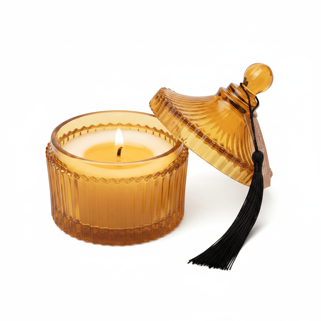Home Fragrance Amber & Ginger Lily Luxury Aromatherapy Candle with Premium Glass Jar – 10 cm - Al Kabayel Discount CentreHome Fragrance Amber & Ginger Lily Luxury Aromatherapy Candle with Premium Glass Jar – 10 cmHome FragrancesHOME FRAGRANCEAl Kabayel Discount Centre
