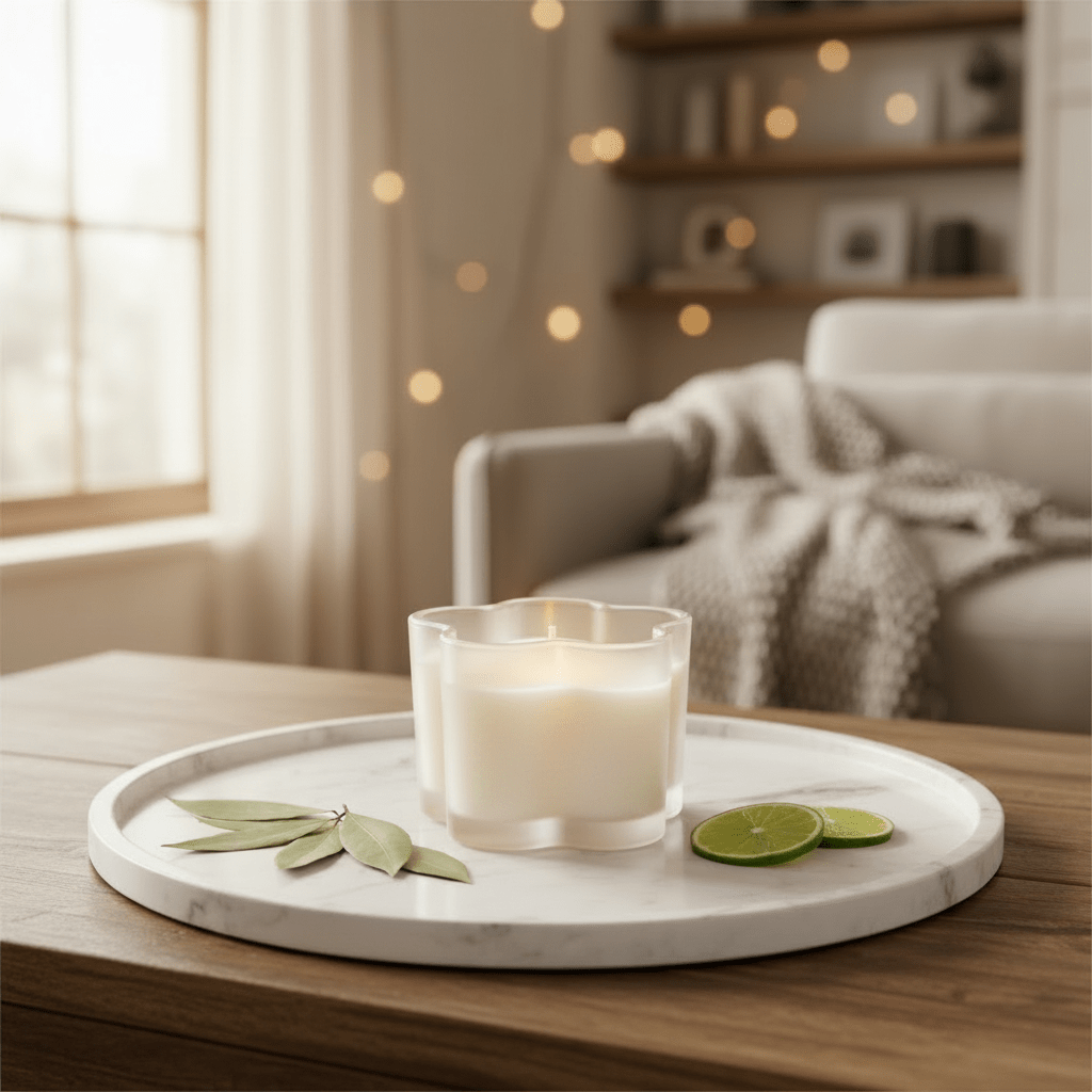 Home Fragrance Bay Leaf & Lime Decorative Aromatherapy Candle for Home and Office – 8 × 6 cm - Al Kabayel Discount CentreHome Fragrance Bay Leaf & Lime Decorative Aromatherapy Candle for Home and Office – 8 × 6 cmHome FragrancesHOME FRAGRANCEAl Kabayel Discount Centre
