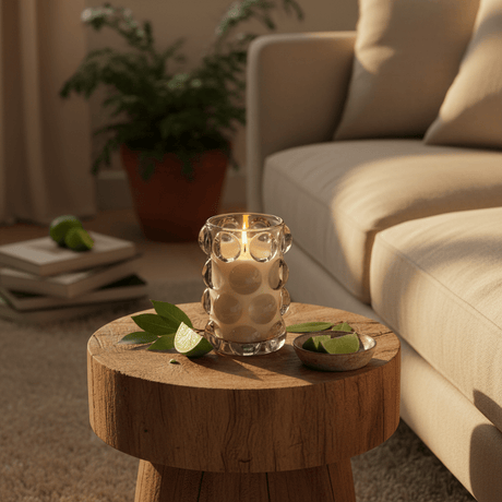 Home Fragrance Bay Leaf & Lime Refreshing Aromatic Candle with Glass Cup – 12 cm - Al Kabayel Discount CentreHome Fragrance Bay Leaf & Lime Refreshing Aromatic Candle with Glass Cup – 12 cmHome FragrancesHOME FRAGRANCEAl Kabayel Discount Centre