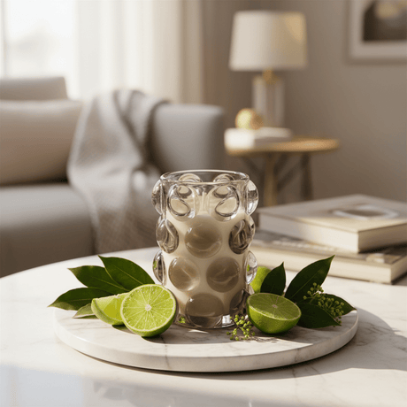 Home Fragrance Bay Leaf & Lime Refreshing Aromatic Candle with Glass Cup – 12 cm - Al Kabayel Discount CentreHome Fragrance Bay Leaf & Lime Refreshing Aromatic Candle with Glass Cup – 12 cmHome FragrancesHOME FRAGRANCEAl Kabayel Discount Centre